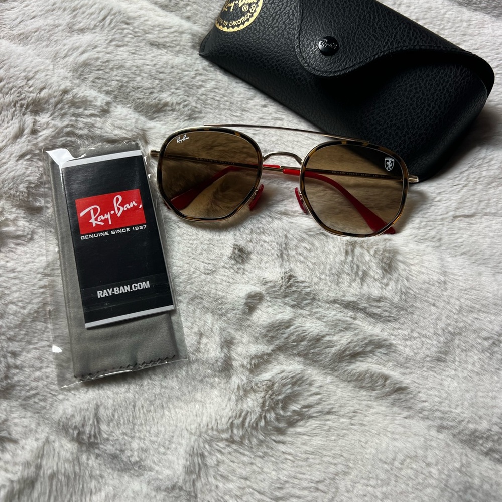 Ray-Ban Red Frame Sunglasses with Brown Lenses